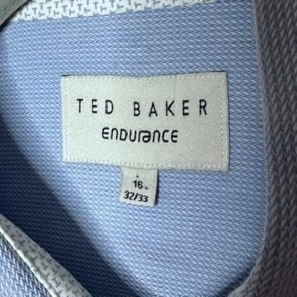 Ted Baker Endurance Mens Blue Button-Up Dress Shirt Size L 16 Stretch Office - Picture 4 of 7